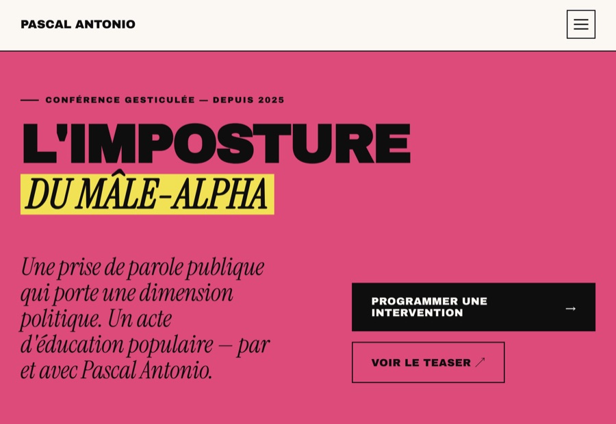 Page d'accueil du site de conférences de Pascal Antonio